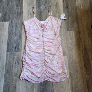 NWT BP. MULTICOLOR RUCHED DRESS